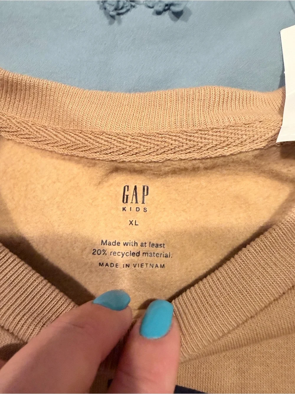 GAP Tan Crewneck Sweatshirt with Multicolor LOVE Graphic